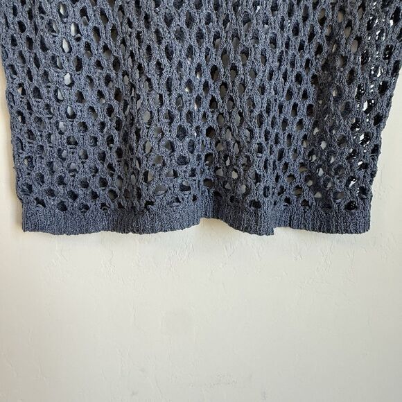 Womens Blue Open Knit Beachy Boho Bell Sleeve Sweater Size L Festival Beach - Picture 10 of 13